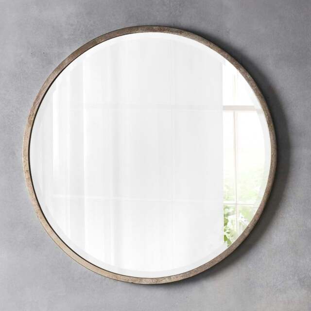 Rackhams Higgins Metal Round Wall Mirror Antique Silver - 80cm - Silver - image 1