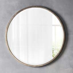 Rackhams Higgins Metal Round Wall Mirror Antique Silver - 80cm - Silver - thumbnail 1