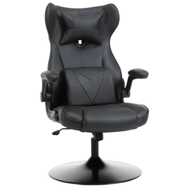 Rackhams Video Game Chair with Lumbar Support, Racing Style Home Office Chair, Computer Chair with Swivel Base, Flip-up Armrest and Headrest, Black - image 1