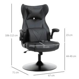 Rackhams Video Game Chair with Lumbar Support, Racing Style Home Office Chair, Computer Chair with Swivel Base, Flip-up Armrest and Headrest, Black - thumbnail 3