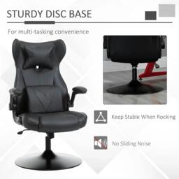 Rackhams Video Game Chair with Lumbar Support, Racing Style Home Office Chair, Computer Chair with Swivel Base, Flip-up Armrest and Headrest, Black - thumbnail 5