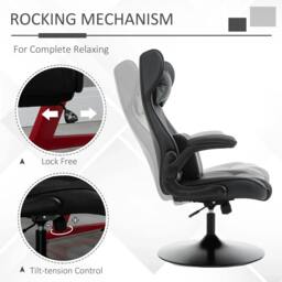 Rackhams Video Game Chair with Lumbar Support, Racing Style Home Office Chair, Computer Chair with Swivel Base, Flip-up Armrest and Headrest, Black - thumbnail 6