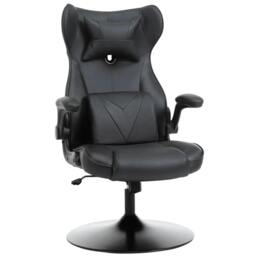Rackhams Video Game Chair with Lumbar Support, Racing Style Home Office Chair, Computer Chair with Swivel Base, Flip-up Armrest and Headrest, Black - thumbnail 1