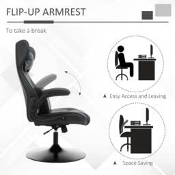 Rackhams Video Game Chair with Lumbar Support, Racing Style Home Office Chair, Computer Chair with Swivel Base, Flip-up Armrest and Headrest, Black - thumbnail 4