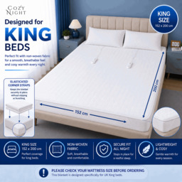 Rackhams Electric Blanket King Size Heated with 3 Heat Settings - Machine Washable with Overheat Protection - thumbnail 2