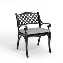 Rackhams Set of 2 Garden Chairs Cast Aluminium Armchairs with Cushion Black/White - Off-white with black spots - thumbnail 5