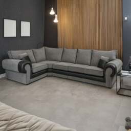 Rackhams Portland Mixed Fabric Cord 5 Seater L Shape Corner Sofa - Brown and Beige - Right Hand Facing - thumbnail 4