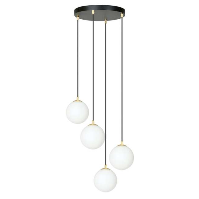 Rackhams ROYAL Pendant lamp 4 x E14  Black, gold with White Shade - image 1