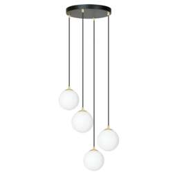 Rackhams ROYAL Pendant lamp 4 x E14  Black, gold with White Shade - thumbnail 1