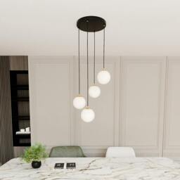 Rackhams ROYAL Pendant lamp 4 x E14  Black, gold with White Shade - thumbnail 4