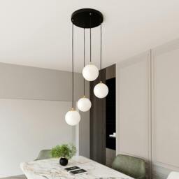 Rackhams ROYAL Pendant lamp 4 x E14  Black, gold with White Shade - thumbnail 5