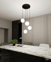 Rackhams ROYAL Pendant lamp 4 x E14  Black, gold with White Shade - thumbnail 6