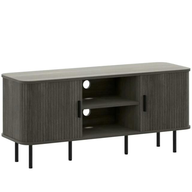 Rackhams TV Stand Cabinet for TVs up to 55 Inches, TV Unit with Storage Shelves and Cupboard for Living Room, Grey