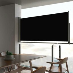 Rackhams Patio Retractable Side Awning 60x300 cm Black - Black - Fabric with PU coating + powder coated steel cover
