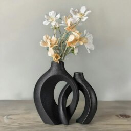 Rackhams 2PC Black Ceramic Decoration Vases Black - thumbnail 4