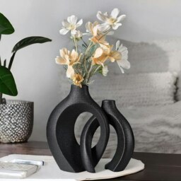 Rackhams 2PC Black Ceramic Decoration Vases Black - thumbnail 3