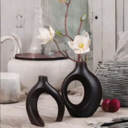 Rackhams 2PC Black Ceramic Decoration Vases Black - thumbnail 2