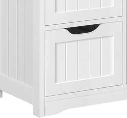 Rackhams Bathroom Floor Cabinet Wooden Freestanding Storage with 4 Drawers & 1 Door Adjustable Shelf – White - thumbnail 4