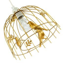 Rackhams Chic Birdcage Pendant Shade in Satin Gold Metal with Birds and Leaves - thumbnail 4