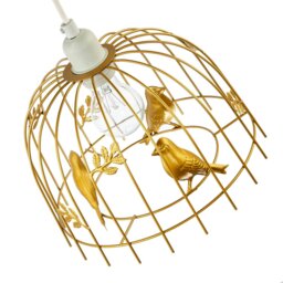 Rackhams Chic Birdcage Pendant Shade in Satin Gold Metal with Birds and Leaves - thumbnail 3