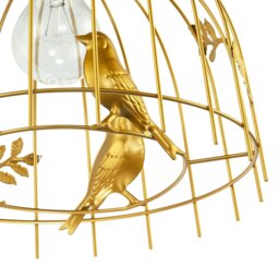 Rackhams Chic Birdcage Pendant Shade in Satin Gold Metal with Birds and Leaves - thumbnail 5