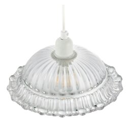 Rackhams Designer Clear Line Ribbed Glass Pendant Lamp Shade with Moulded Edge - thumbnail 3