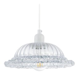 Rackhams Designer Clear Line Ribbed Glass Pendant Lamp Shade with Moulded Edge