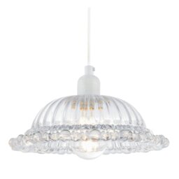 Rackhams Designer Clear Line Ribbed Glass Pendant Lamp Shade with Moulded Edge - thumbnail 2