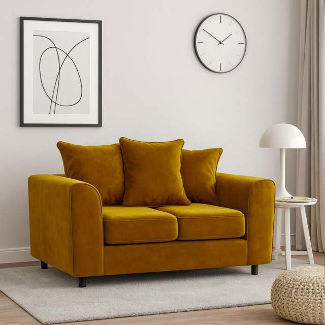 Rackhams Brooklyn Full Foam Plush Velvet 2 seater - Gold - image 1