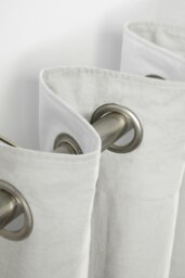 Rackhams Pure Washed Linen Lined Eyelet Curtains - White - Width 167cm x Drop 182cm - White - thumbnail 3