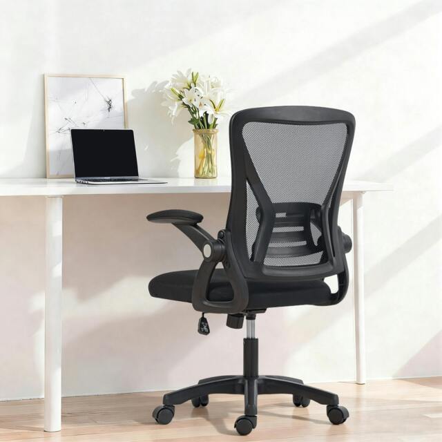 Rackhams Mesh Office Chair, Desk Chair with Flip-up Armrests, Lumbar Support, Black - Yes - Office Chair - 59.5 x 56 x 103 cm - image 1