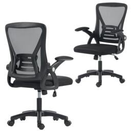Rackhams Mesh Office Chair, Desk Chair with Flip-up Armrests, Lumbar Support, Black - Yes - Office Chair - 59.5 x 56 x 103 cm - thumbnail 2