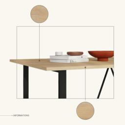 Rackhams Modern Dalma Rectangle Dining Table 6 Seater Kitchen Table 140(D)cm w/Metal Legs for Indoor - Oak - thumbnail 3