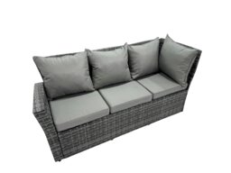 Rackhams Poly Rattan Outdoor Patio Gas Fire Pit Dining Table Corner Sofa Set with 2 Big Stools 2 Chairs for Garden Backyard Dark Grey Mixed - thumbnail 5