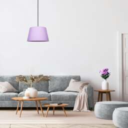 Rackhams Traditional 30cm Soft Lilac Linen Fabric Drum Table/Pendant Shade 60w Maximum - thumbnail 6