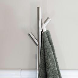 Rackhams Polished Stainless Steel Electric Heated Tree Towel Hook Warmer (W)120mm x (H)1720mm Wall Mounted Bathroom Robe Hanger Peg - thumbnail 2