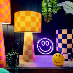 Rackhams Portable Checkerboard Velvet lamps in Marmalade - Midi - 52cm Height - Rechargeable LED Bulb - thumbnail 4