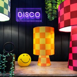Rackhams Portable Checkerboard Velvet lamps in Marmalade - Midi - 52cm Height - Rechargeable LED Bulb - thumbnail 3
