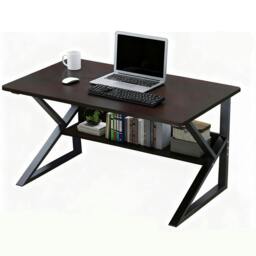 Rackhams Home Office Computer Desk with Storage Shelf Laptop PC Study Workstation Table -  MDF/Chipboard - Black - 1 - thumbnail 1