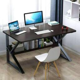 Rackhams Home Office Computer Desk with Storage Shelf Laptop PC Study Workstation Table -  MDF/Chipboard - Black - 1 - thumbnail 6