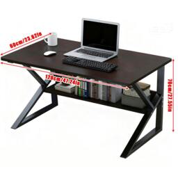 Rackhams Home Office Computer Desk with Storage Shelf Laptop PC Study Workstation Table -  MDF/Chipboard - Black - 1 - thumbnail 3