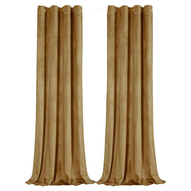 Rackhams Ochre Velvet Darkening Eyelet Curtains - 46x54 Inch Drop - 2 Panel - image 1