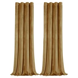 Rackhams Ochre Velvet Darkening Eyelet Curtains - 46x54 Inch Drop - 2 Panel