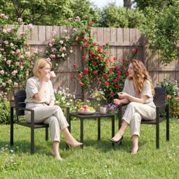 Rackhams 3 Pieces Garden Bistro Set for 2, Outdoor Bistro Table and Chairs - thumbnail 1