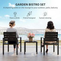 Rackhams 3 Pieces Garden Bistro Set for 2, Outdoor Bistro Table and Chairs - thumbnail 4