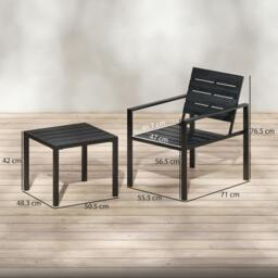 Rackhams 3 Pieces Garden Bistro Set for 2, Outdoor Bistro Table and Chairs - thumbnail 3