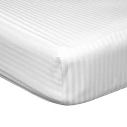 Rackhams 540 Thread Count Satin Stripe Extra Deep Fitted Sheet - White - White - Kingsize - 100% Cotton - thumbnail 4
