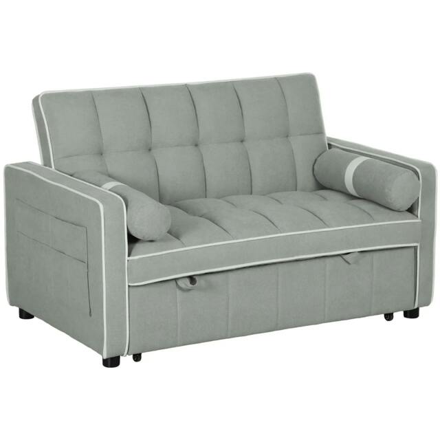 Rackhams Two-Seater Linen-Look Sofa Bed - Light Grey