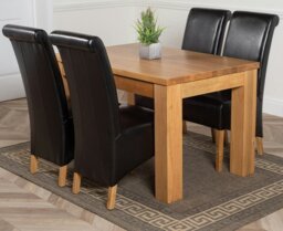 Rackhams Dakota Small Oak Dining Table with Montana Leather Chairs - 4 chairs - Burgundy - thumbnail 3