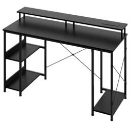 Rackhams Gaming Desk Computer Table with Monitor Shelf Power Outlets RGB Light
